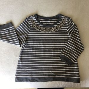Embellished chicos sweatshirt size 1 gray and white